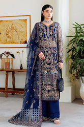 Hand embellished and embroidered net front of Ramsha H-507 dress